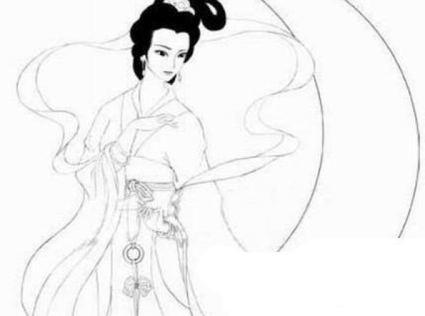 Mid-Autumn Festival Chang'e flying to the moon simple drawing