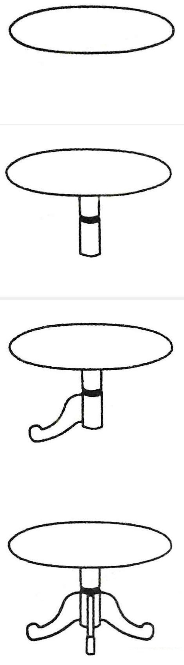 How to draw a round dining table