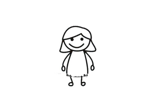 Four super simple simple drawing pictures of little girls