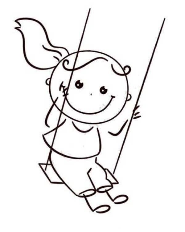 Simple picture of little girl swinging on a swing