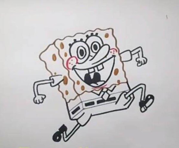 Running Spongebob simple drawing steps