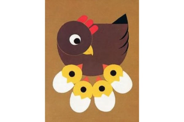 Appreciation of mother chicken hatching chicks and teachers handmade cardboard stickers