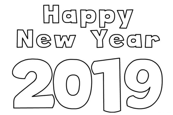 2019 New Years Art Words Simple Drawing