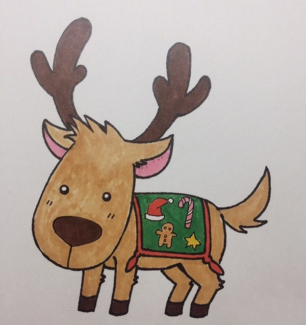 Christmas Deer Simple Drawing Tutorial