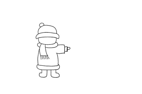 How to draw a little boy pushing a snowman