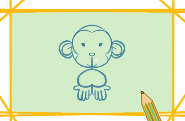 Simple drawing of lively and cute macaque