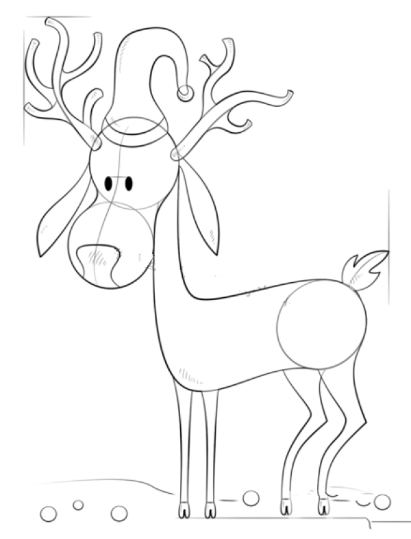 How to Draw a Christmas Reindeer