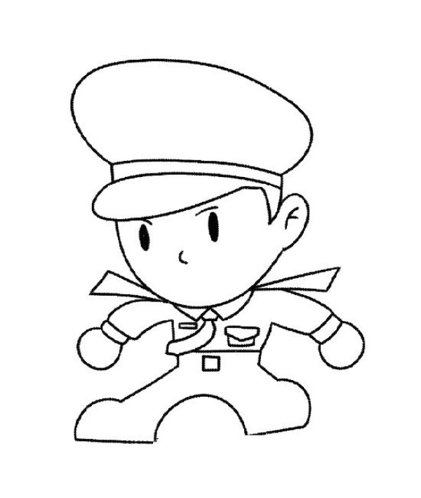 Simple drawing of policeman on duty