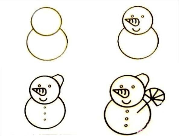 Childrens simple drawings of snowman