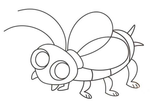 Cute cartoon cricket simple drawing