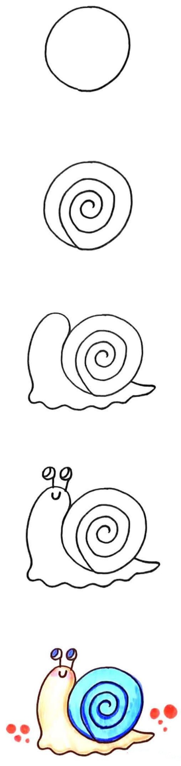 How to draw a colorful snail