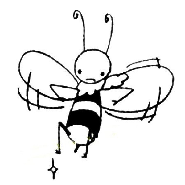 A set of simple drawing pictures of bees