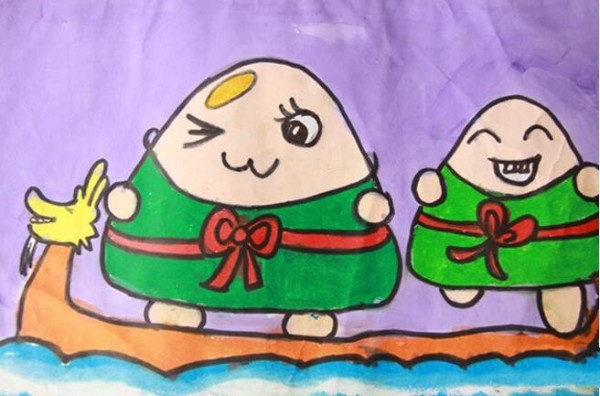 Dragon Boat Festival Zongzi Gouache Painting: Happy Little Zongzi