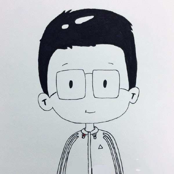 Simple drawing of little boy wearing glasses