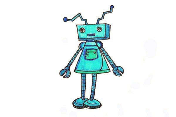 Draw robots with rectangles and triangles, cute and cute!