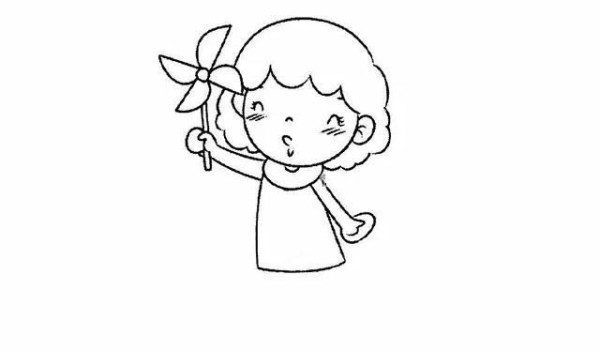 Drawing of a little girl holding a windmill