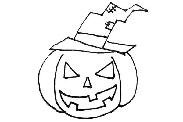 Pumpkin lantern wearing witch hat