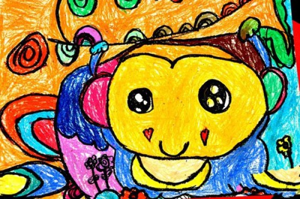 Childrens drawing of little monkey Pipi