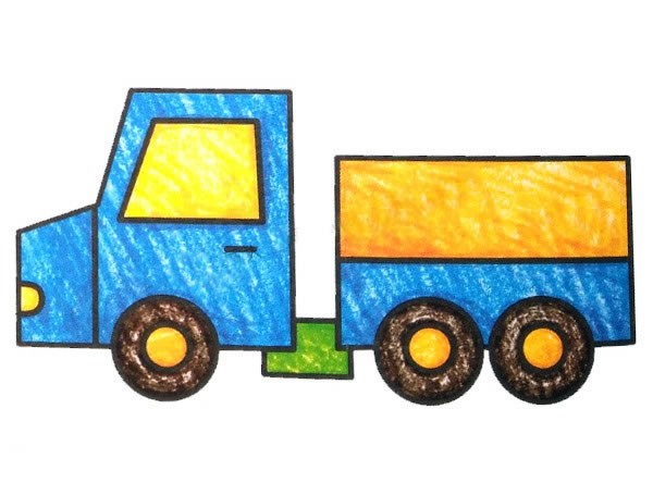 Simple strokes of colorful trucks