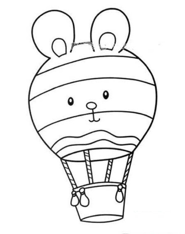 A complete collection of cute Q version hot air balloon simple drawing pictures for primary school students