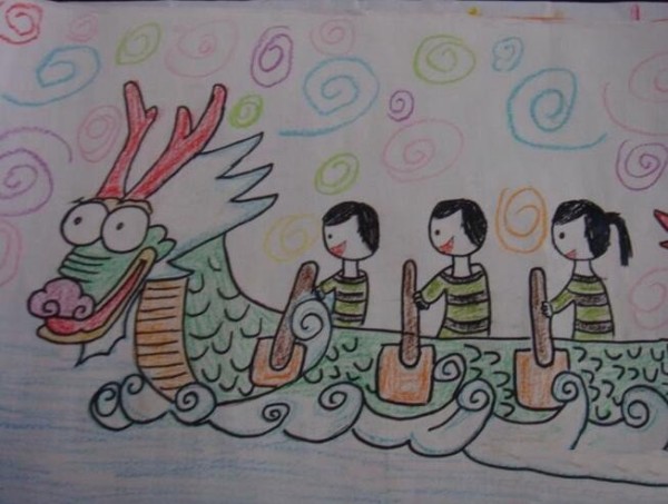 Dragon Boat Festival Dragon Boat Race Colored lead painting picture display about the Dragon Boat Festival