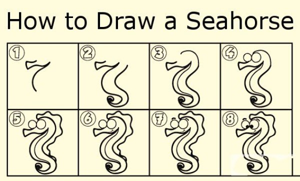 How to draw a seahorse Simple drawing tutorial of a seahorse