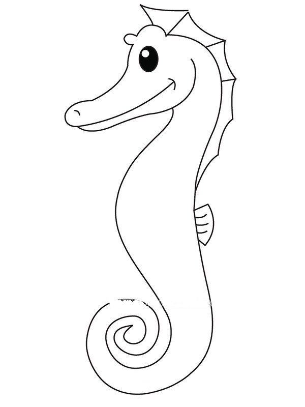 Cute cartoon seahorse simple drawing