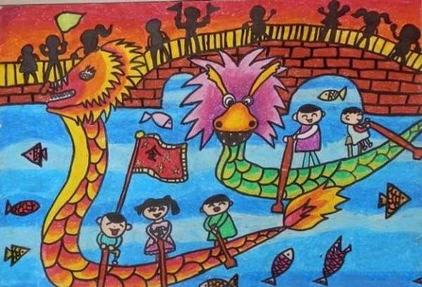 Childrens drawings about the Dragon Boat Festival-Customs of the Dragon Boat Festival