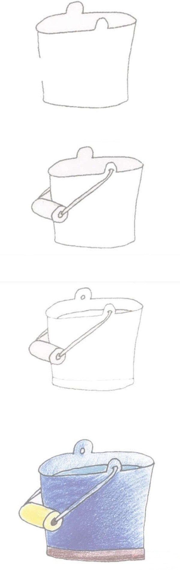 How to draw a colored bucket