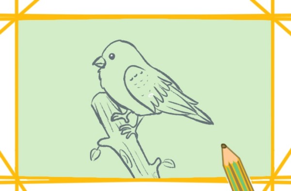 Simple drawing of bird on branch