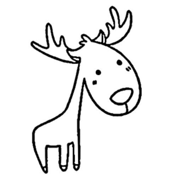 Childrens simple drawing of animals Christmas deer