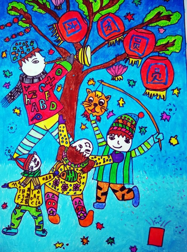 Mid-Autumn Festival theme painting for 10-year-old children