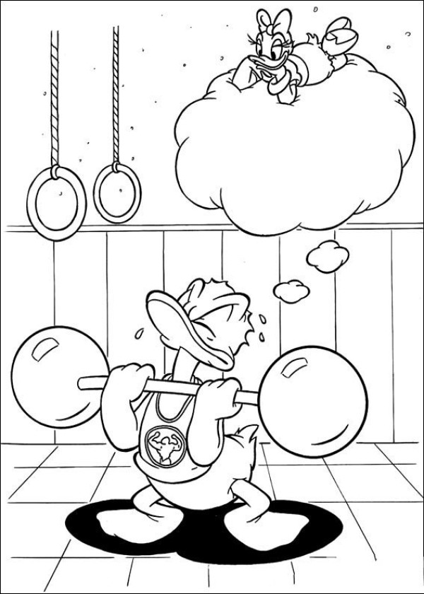 Donald Duck lifts barbell