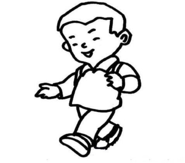 Simple drawing of little boy walking