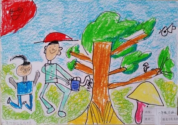 Appreciation of childrens Arbor Day drawing pictures on a meaningful day