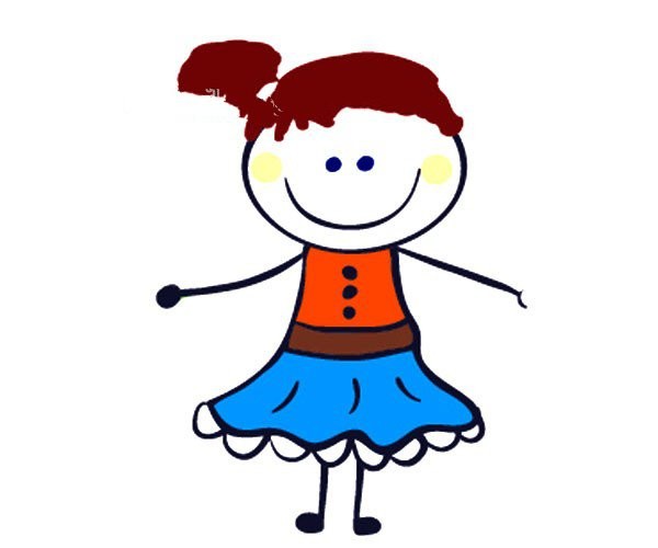 Colorful little girl simple strokes