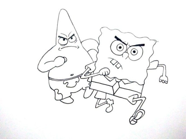 9 simple drawings of SpongeBob and Patrick