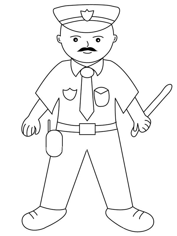 Simple drawing picture of police uncle