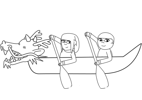 Simple drawing pictures of dragon boat racing during Dragon Boat Festival