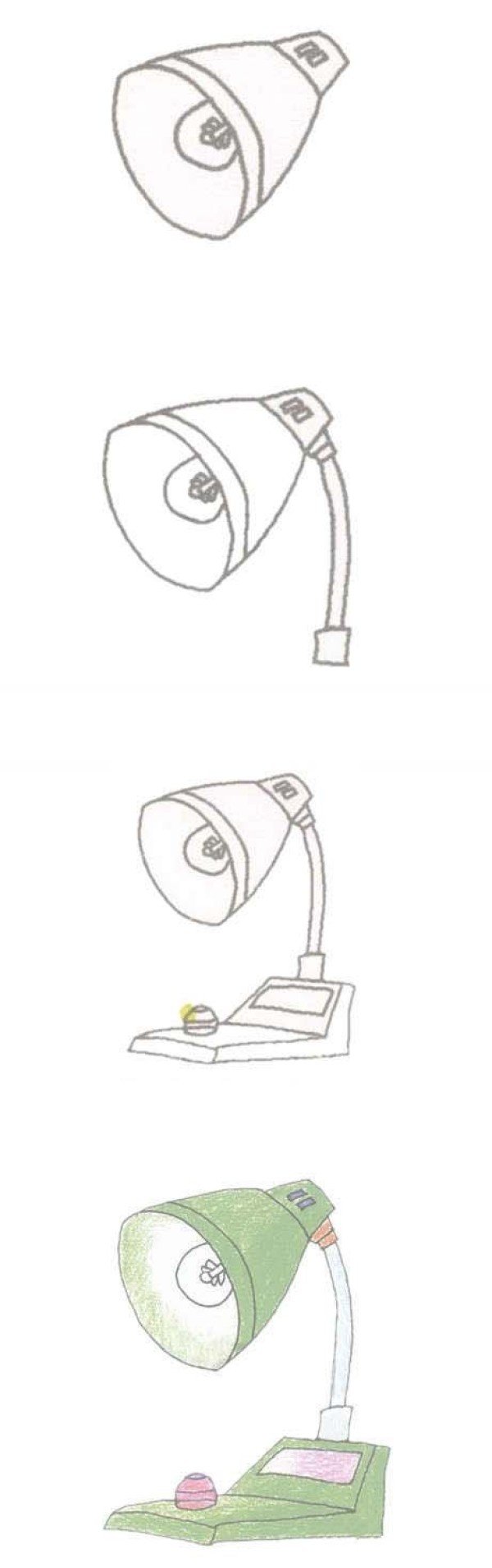 Hand drawn simple drawing of childrens desk lamp