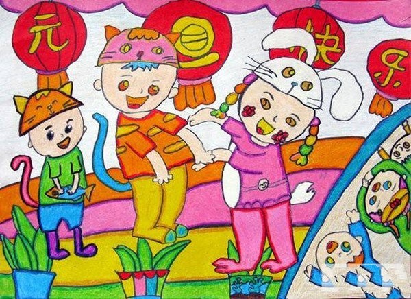 Childrens paintings to welcome the New Year in 2017