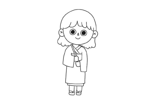 Simple drawing tutorial of little girl in kimono