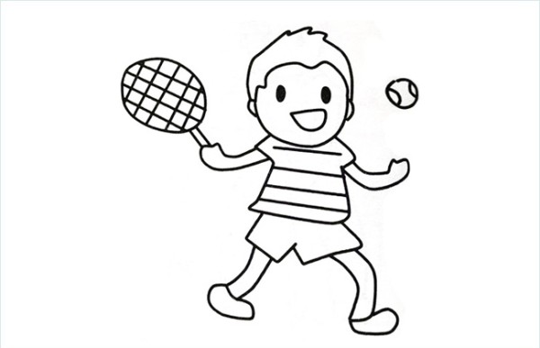 Simple drawing picture of children playing tennis