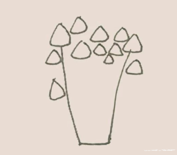 Simple drawing of Enoki mushrooms