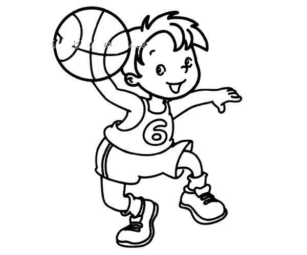 Little boy playing basketball