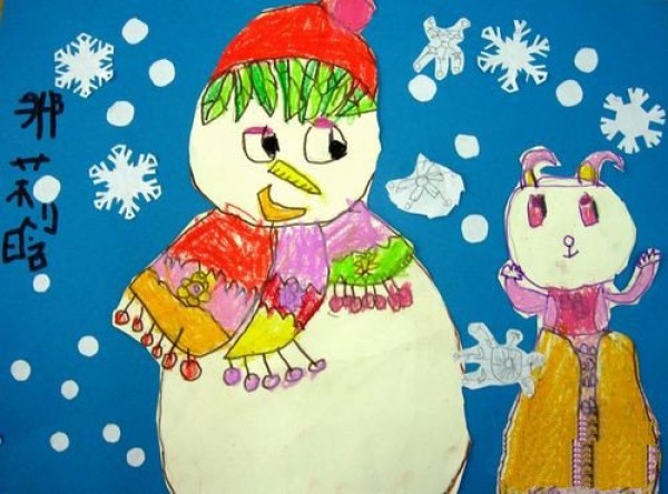 Childrens drawings about winter - the little snowman I made