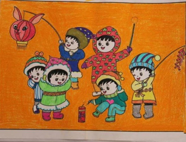 Childrens drawing: Lets celebrate the New Year together