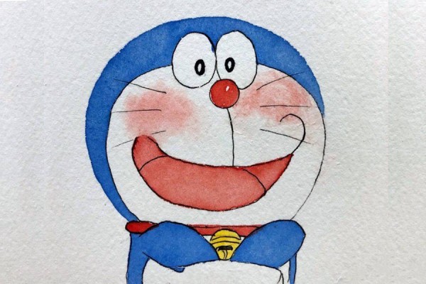 My favorite blue fat boy Doraemon watercolor painting