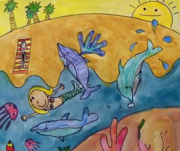 Dolphins and mermaids underwater world painting pictures sharing