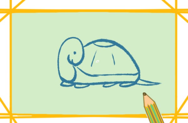 Simple drawing of cartoon turtle with color